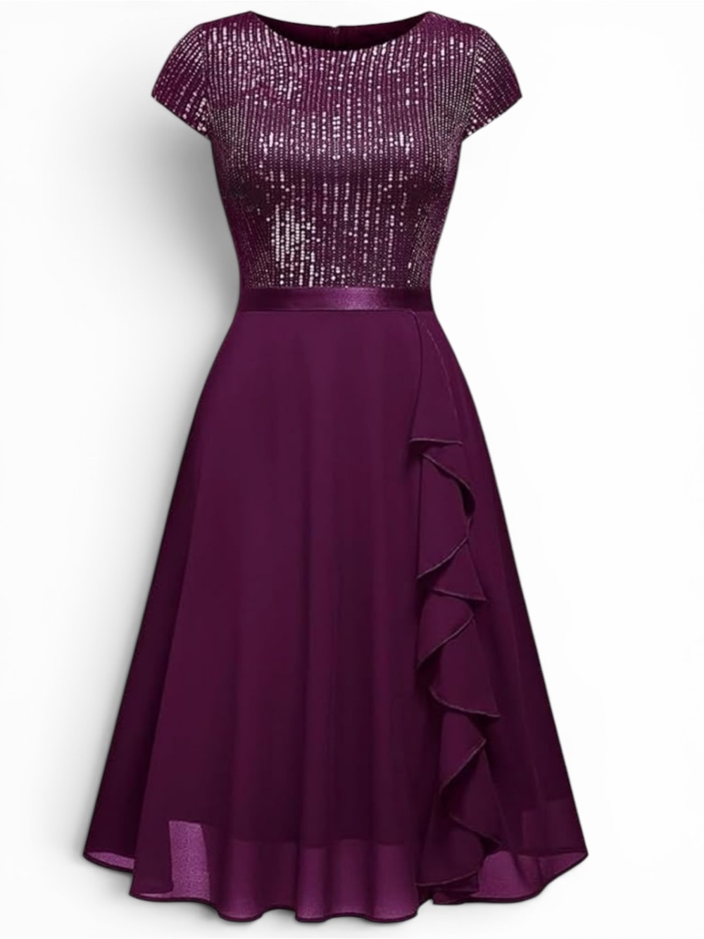 NWT Missmny Burgundy Sequin Bodice Dress